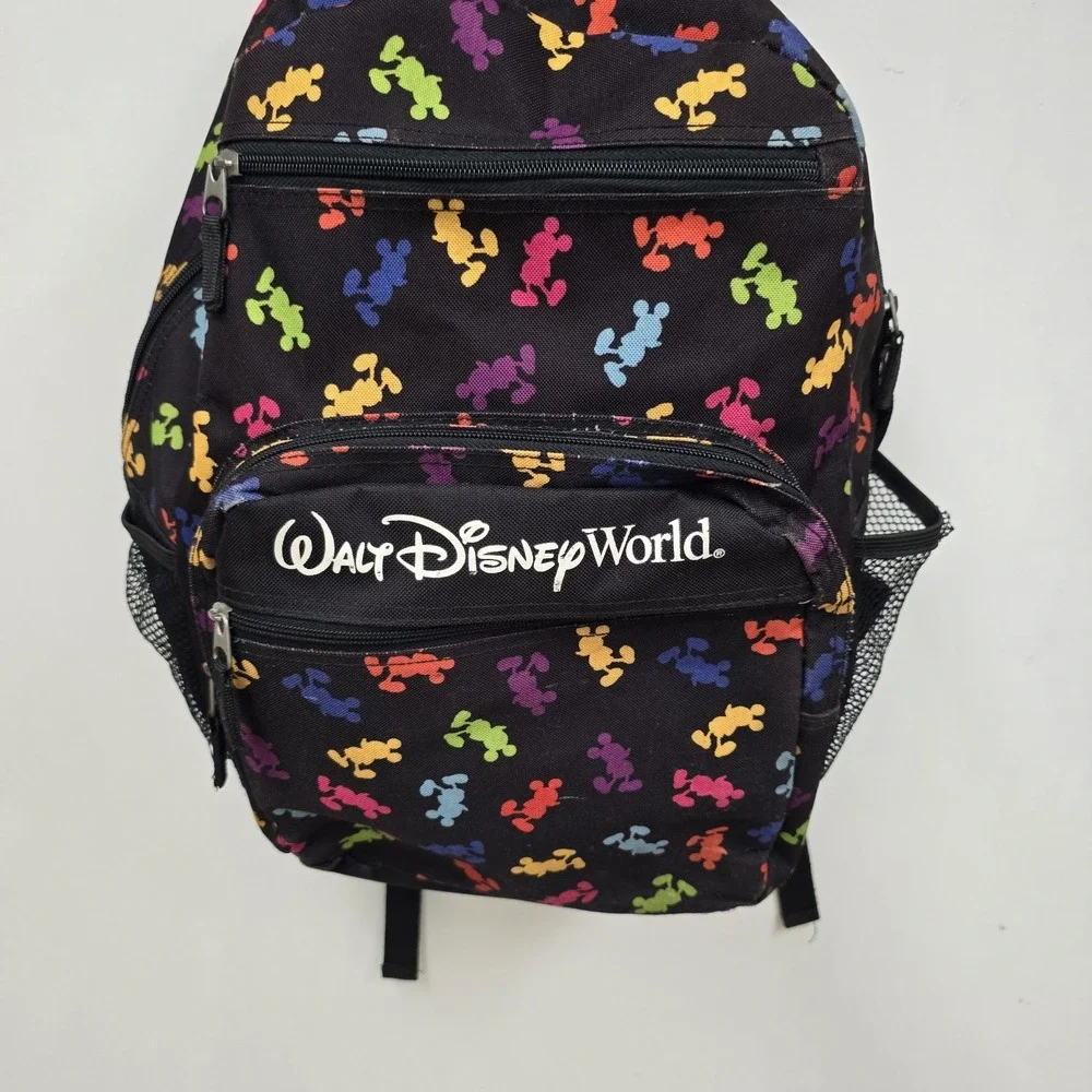 Walt Disney World Park Exclusive MICKEY‎ MOUSE Colorful Book Bag Backpack Black